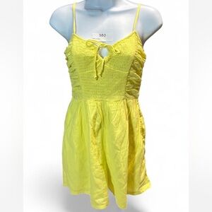 NWT Aerie Yellow Smocked Romper Keyhole Cami Summer Outfit Size XS